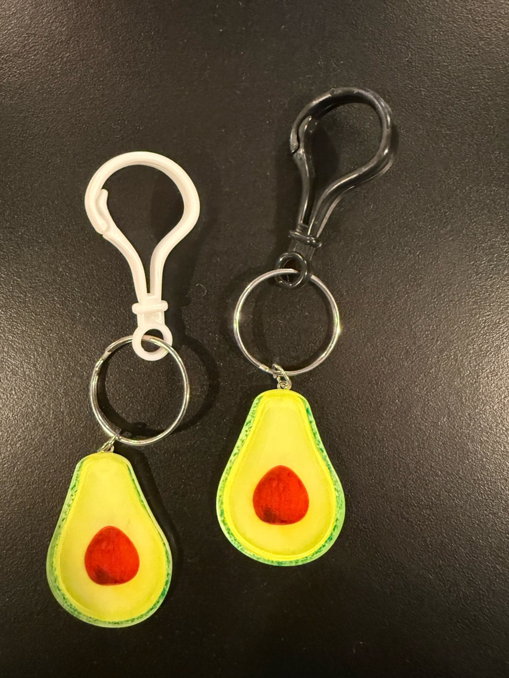 2 Avocado Keychains or Bag Clip - Yellow & Green